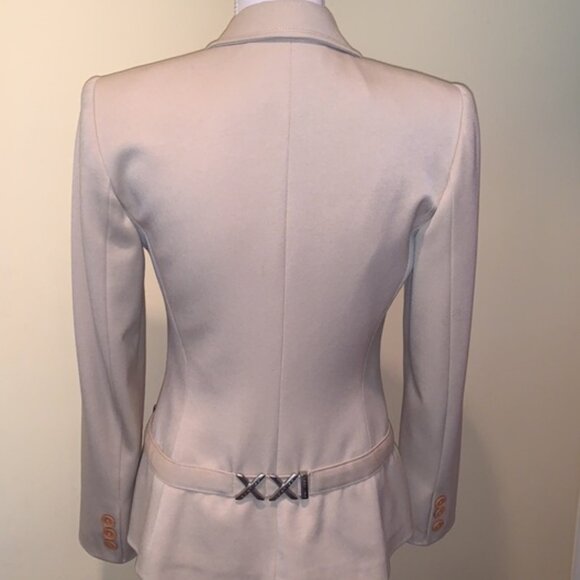 VERTIGO Paris Light Tan Blazer Signature Buckles Lined Career Elegant Vintage S - Picture 5 of 9